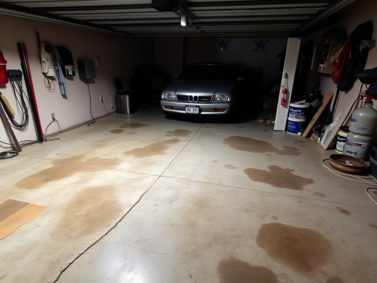 Epoxy garage floor — Paramus — before