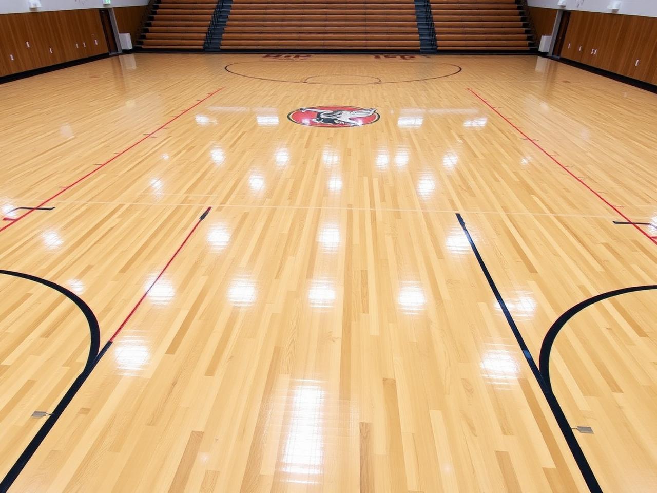 Gym floor recoat — Essex school — after